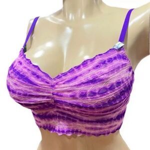 Victoria’s Secret Pink lace Unlined Ruched Front bralette bra large Purple